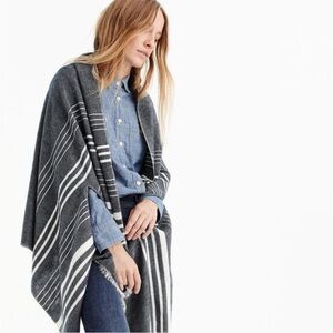 J. Crew Charcoal and White Striped Wrap